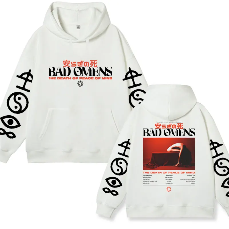 Bad Omens Band-Sudadera con capucha para hombre y mujer, jersey de lana con estampado gráfico de DEATH OF PEACE OF MIND, de gran tamaño, estilo Hip