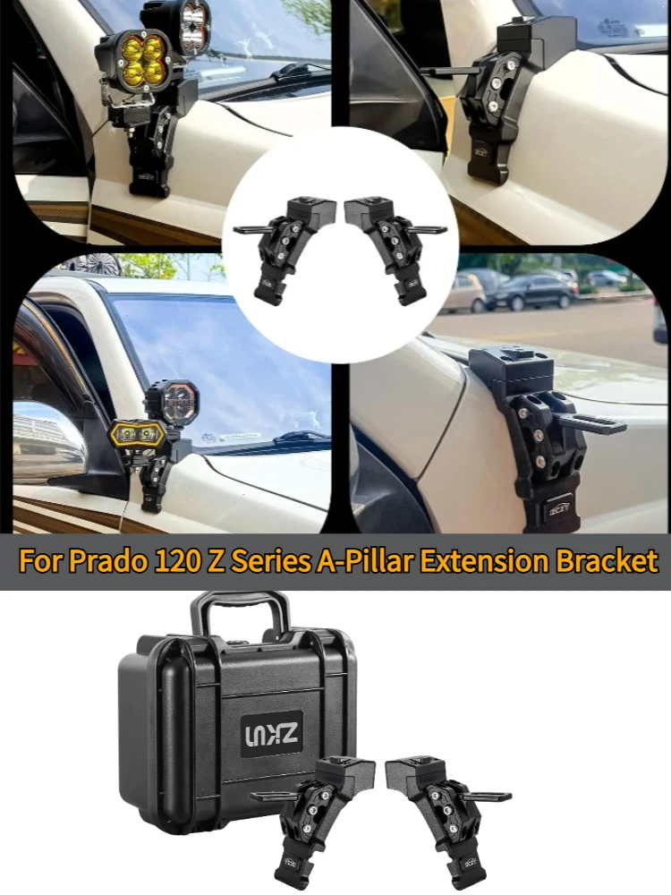 Z Series A-Pillar Extension Bracket Modified Hood LED Spotlights Quick-Release Dual Light Rack For Prado LC120 Accessories
