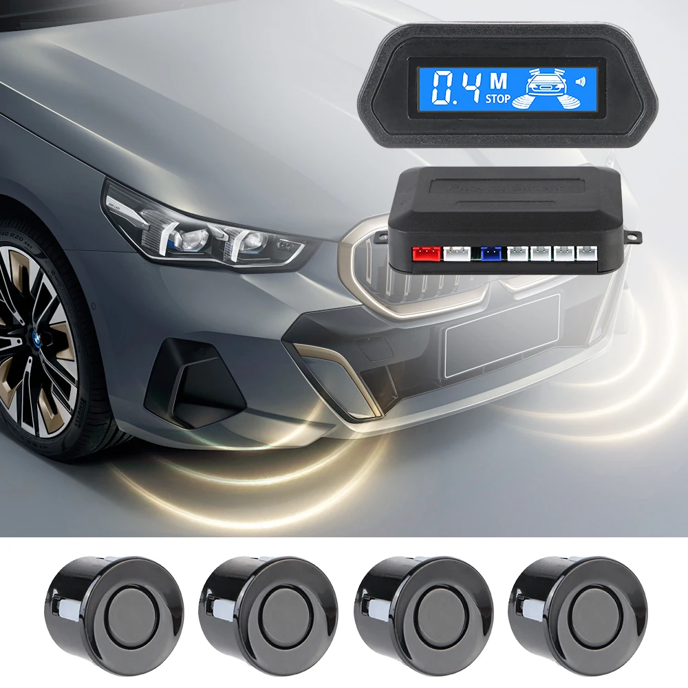 LCD Diplay 4 Parking Sensors Car Parking Detection System Smart Buzzer Radar Distance Monitor Reverse Backup Assist Universal