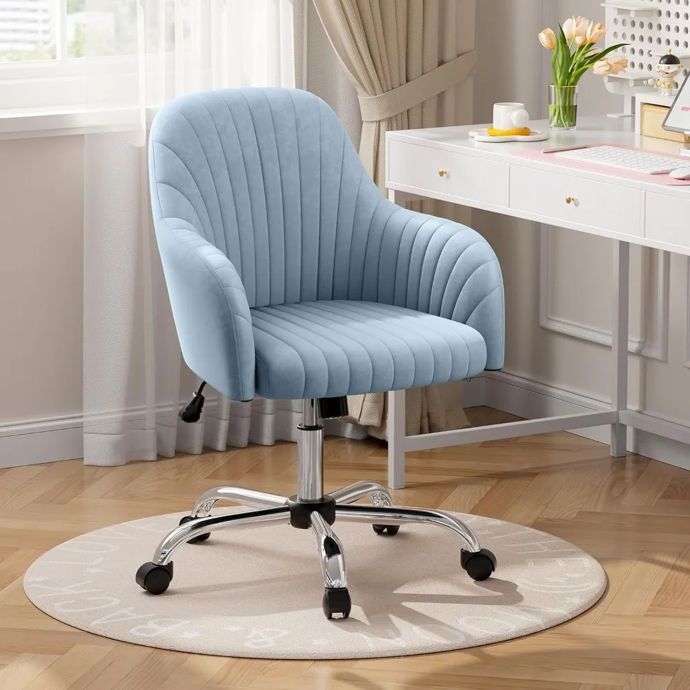 

Velvet Desk Chair for Home Office, Adjustable Swivel Task Chair Modern Computer Vanity Chairs with Arm Rest for Bedroom Living