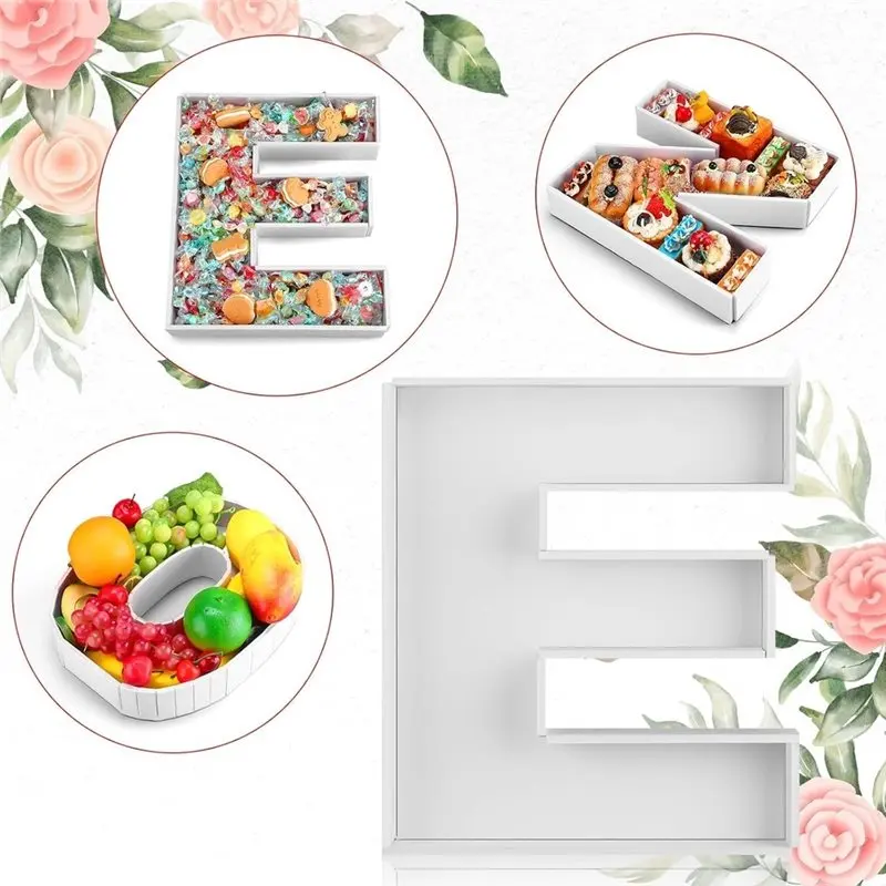 【Big Deal】Charcuterie Letters ONE Fillable Tray 3 Pcs Food Serving Letter Trays For 1St Birthday Dessert Table, Baby Anniversary