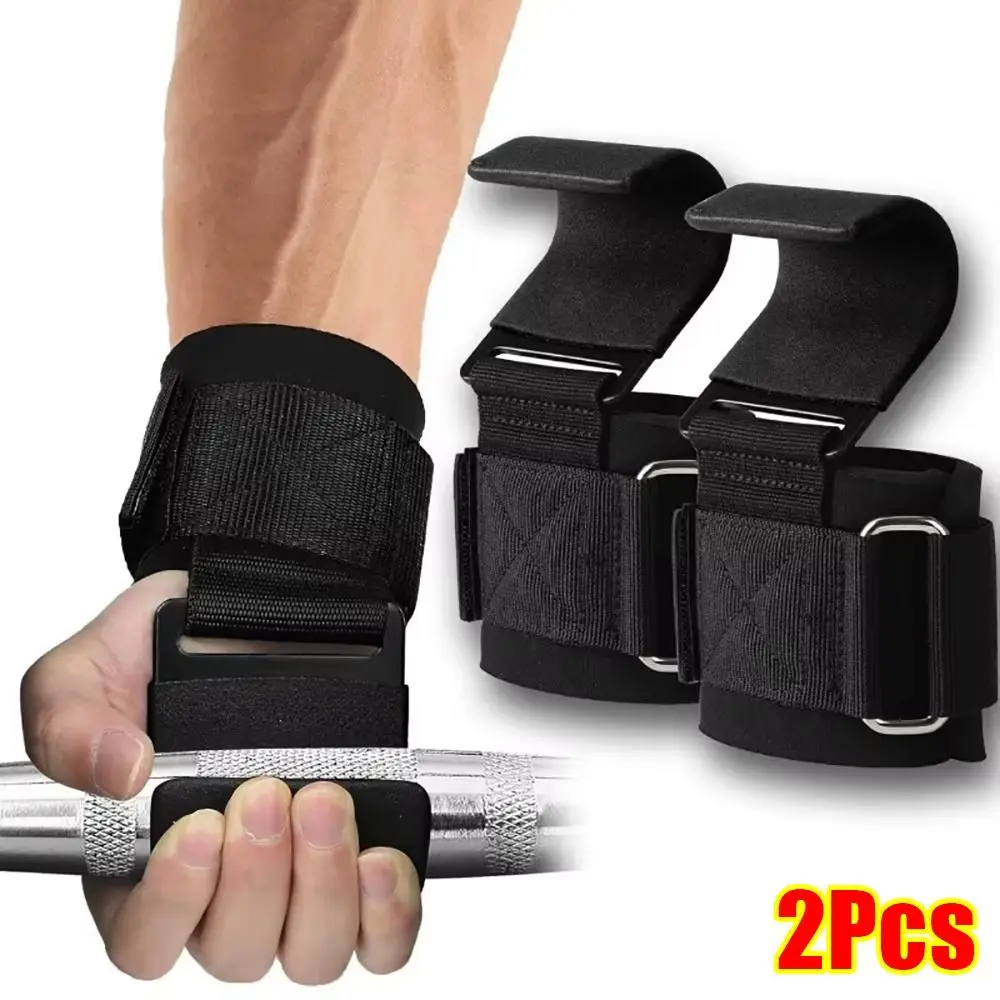 

1/2Pcs Durable With Wrist Wraps Weight Lifting Hooks Pull-Ups Weight Strap Gym Fitness Hook Anti-slip Power Lifting Gloves