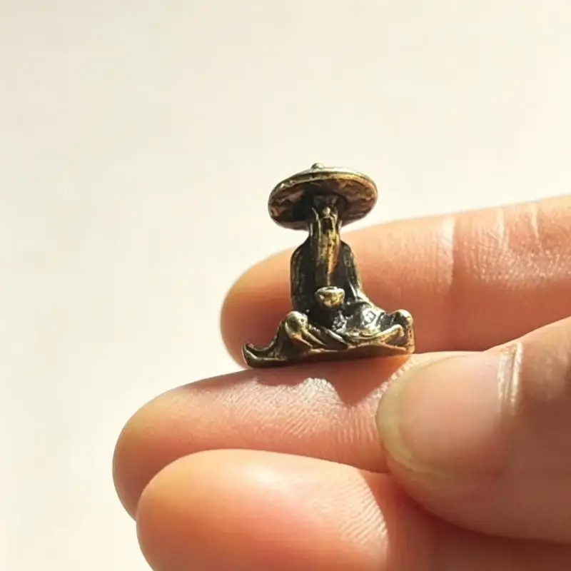 Vintage-Messing-Miniatur-Fischerfiguren, antike chinesische Bonsai-Metallstatuen, Dekorationen für Mikrolandschaften, Ornamente – Detail 3