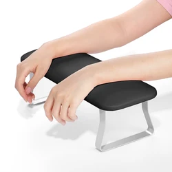 Big Arm Rest for Nails Cushion Microfiber PU Leather Nail Arm Rest Soft Hand Pillow Footstool with Stainless Steel Stands