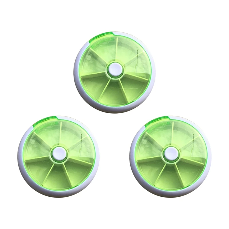 

IALJ-Pill Box, 7 Day Pill Dispenser, Round Pill Box, Mini 7 Day Circular Shape Rotary Style Pill Cases