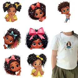 15cm Cute Girl Heat Transfer T-shirt Sweatshirt DIY Decorative Printed Stickers Washable Iron On Children's Clothing Stickers