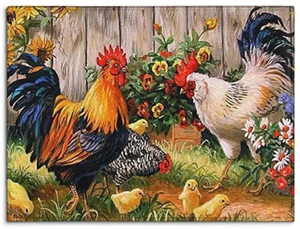 Sunflower Rooster Kitchen Floor Mat Decor Hallway Balcony Runner Rug Carpet Living Room Farmhouse Chicken Kitchen Mat Decor