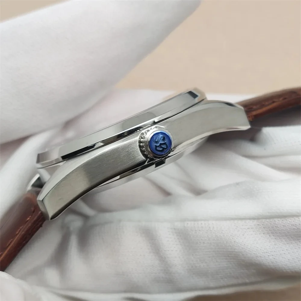 39.5mm NH35 ケース、G S スチールレザーストラップ付き、33.5mm ダイヤルハンドセット、ダイブウォッチ用高品質フェイス