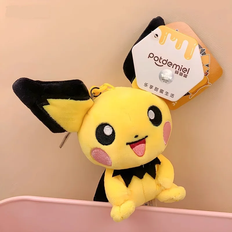 Genuine Animal Pokemon Series Pichu Pikachu Snorlax Plush Toys Cute Pendant Keyring Keychain Birthday Christmas Gifts For Kid