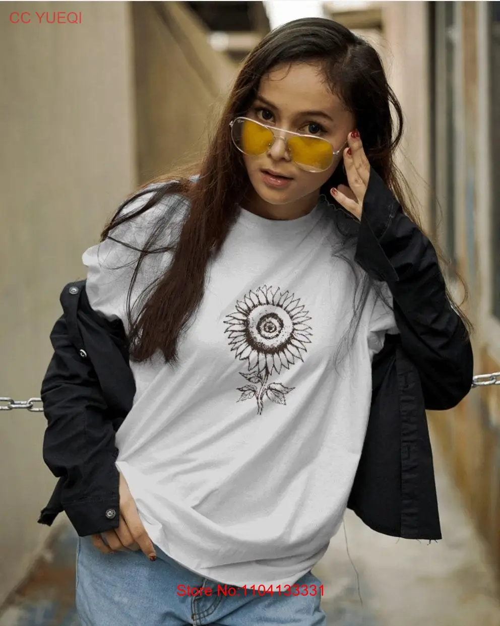 

Футболка с подсолнухом и цветочным принтом Flower Garden, женская осенняя рубашка Sunshine с длинными или короткими рукавами