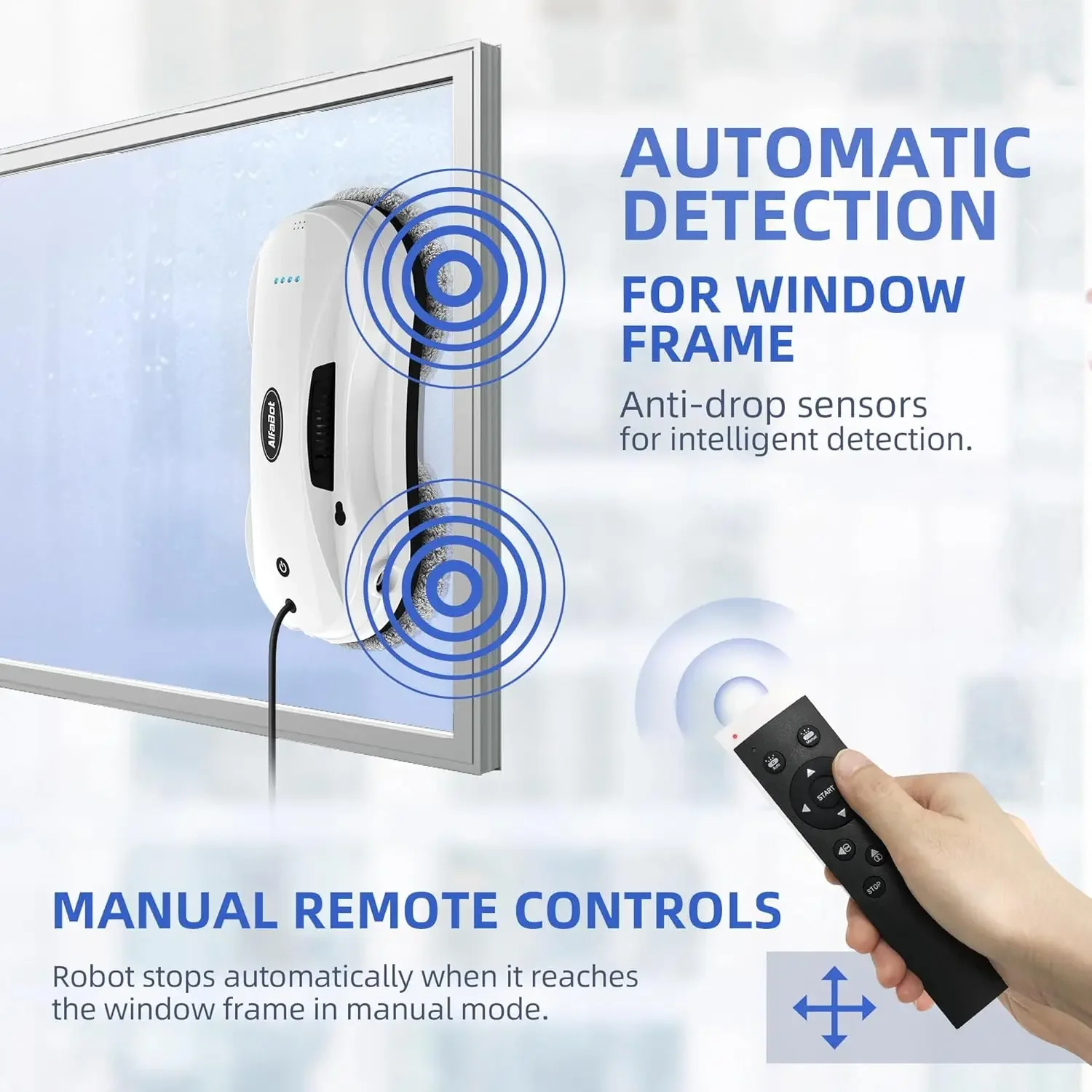 Fensterputzroboter mit Dual-Wasserspray, X7 Roboter-Fensterreiniger mit doppelseitigem Wasserspray, 50-ml-Wassertank, intelligentes Fenster