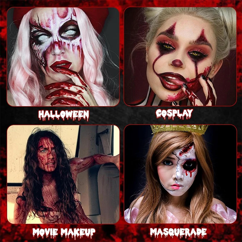 50 مللي دم مزيف ، زجاجة ضغط مدببة ، جل واقعي مقاوم للماء وغير سام لمكياج الهالوين زي تنكري خاص لجرح FX #6