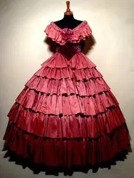 War Princess Red Ball Gown Gothic Vampire Fashion Wedding Dress Victotian Vintage Dress Custom Made