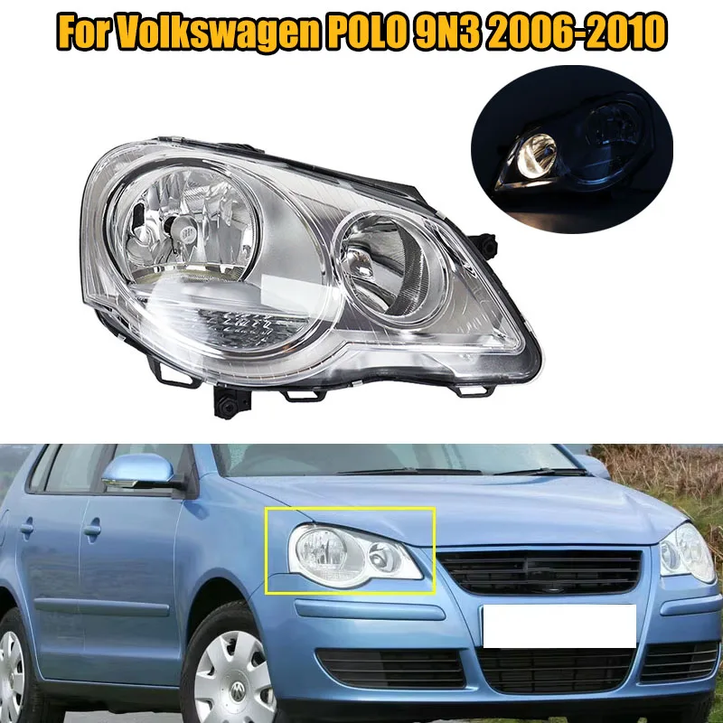 White Black Front Bumper Headlight Fog Light Head Light Lamp Type Headlight Assembly For VW POLO 9N3 2006 2007 2008 2009 2010