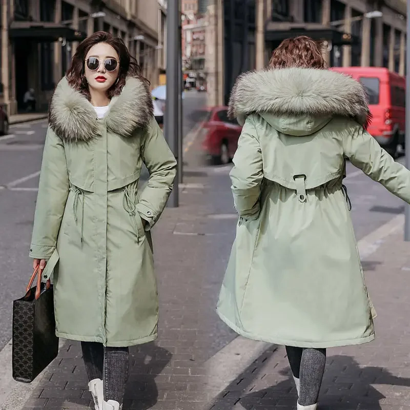 Mulher jaquetas com capuz puffer casaco casacos parka novo inverno feminino estilo coreano roupas longo plus size roupas para baixo jaqueta