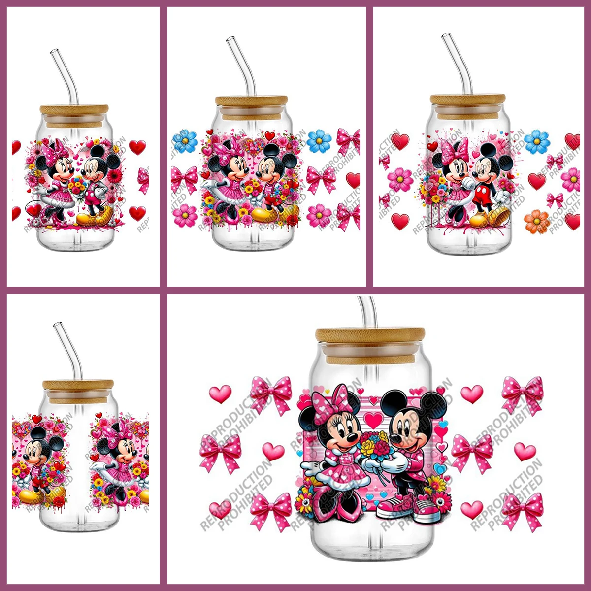 

Наклейки Love Mouse UVDTF для стаканов Libbey 16 унций, водонепроницаемые, для рукоделия, холодного переноса, виниловые наклейки для кружек