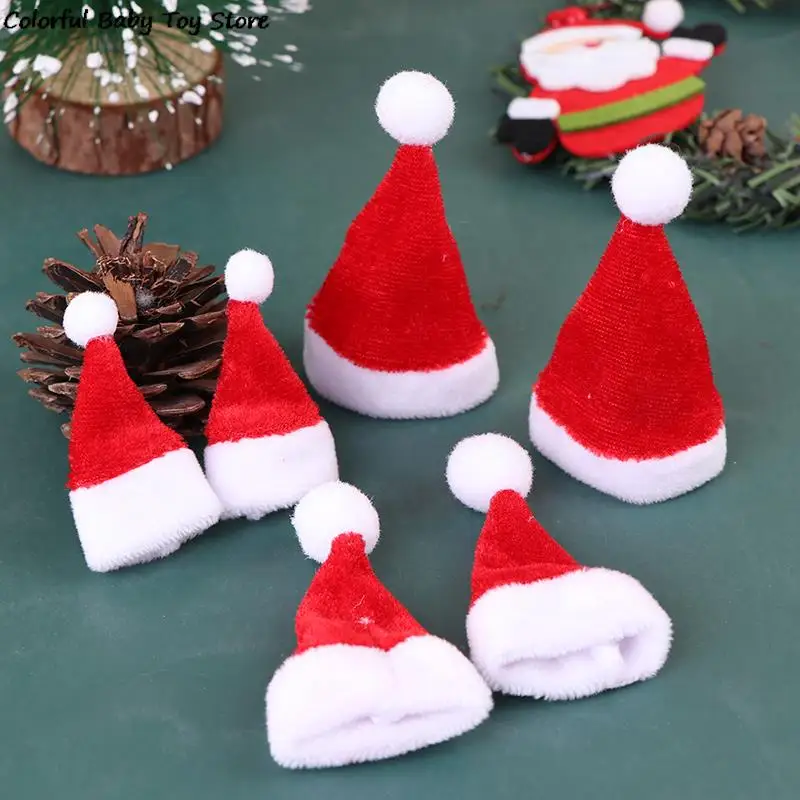 2PCS Santa Claus Hat Mini Christmas Hat for Children Xmas Gift Decoration 1/12 Scale Dolls Accessories Dollhouse Miniature