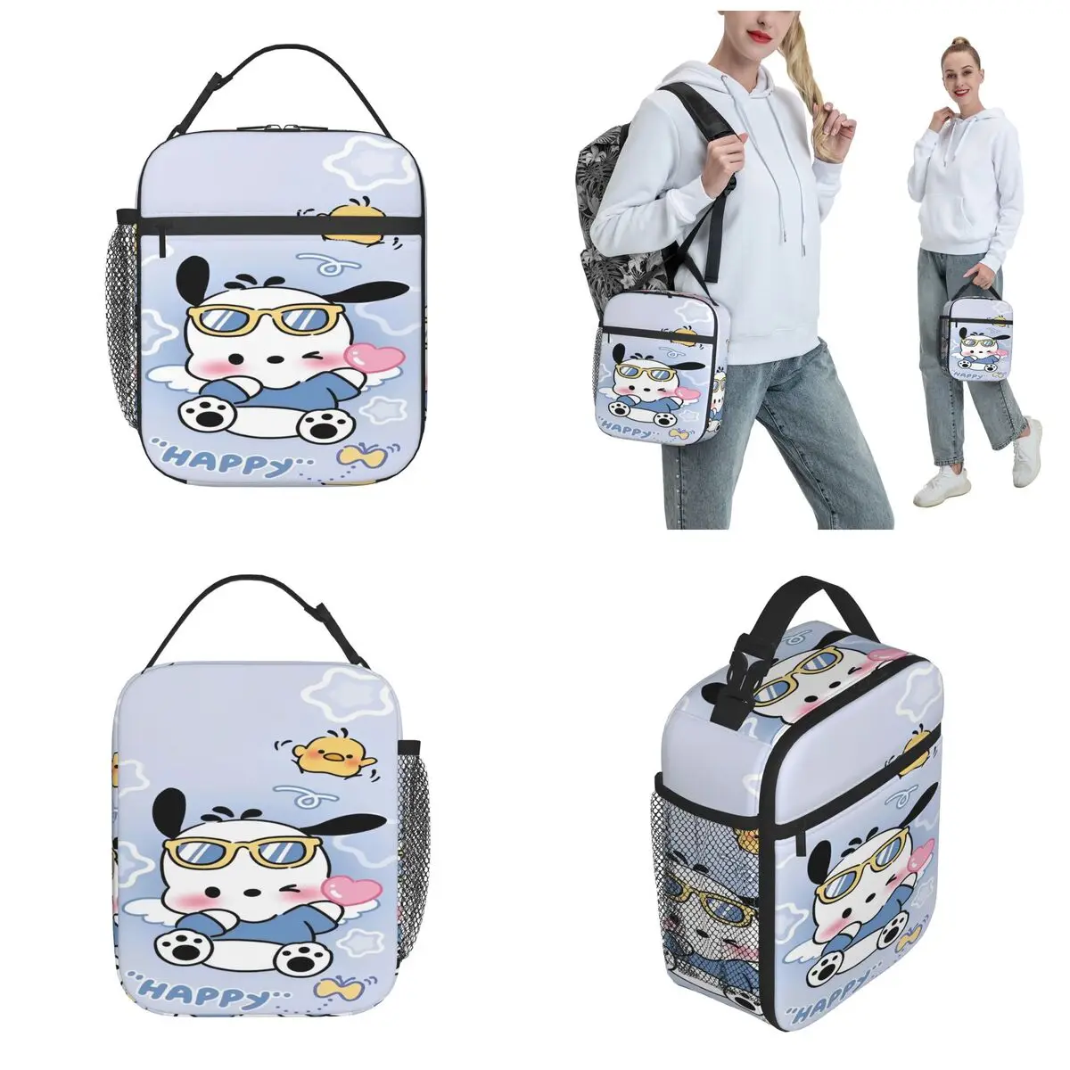 Insulated Lunch Tote Bag Pochacco Sanrio Merch Lunch Food Box Causal Thermal Cooler Lunch Box For Picnic