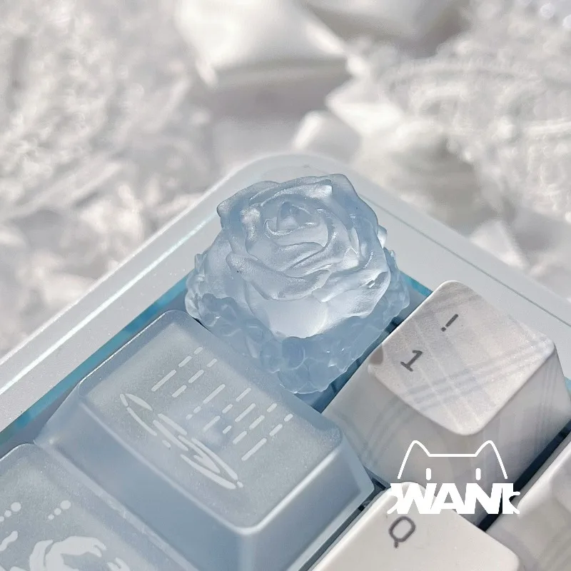 

Колпачки для клавиатуры Misty Ice Rose Theme, изготовленные вручную, с эффектом капельного покрытия, полупрозрачные, для механических клавиатур