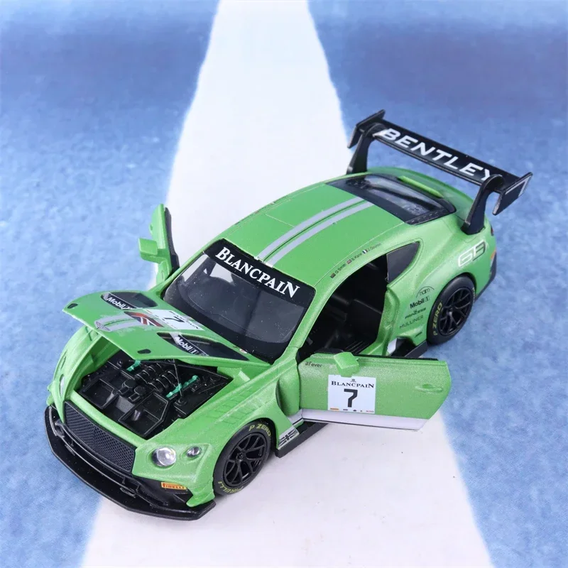 1:32 Bentley Continental GT3 Rennwagen Druckguss Metall legierung Modell auto Sound Licht zurückziehen Sammlung Kinder Spielzeug Geschenke e13