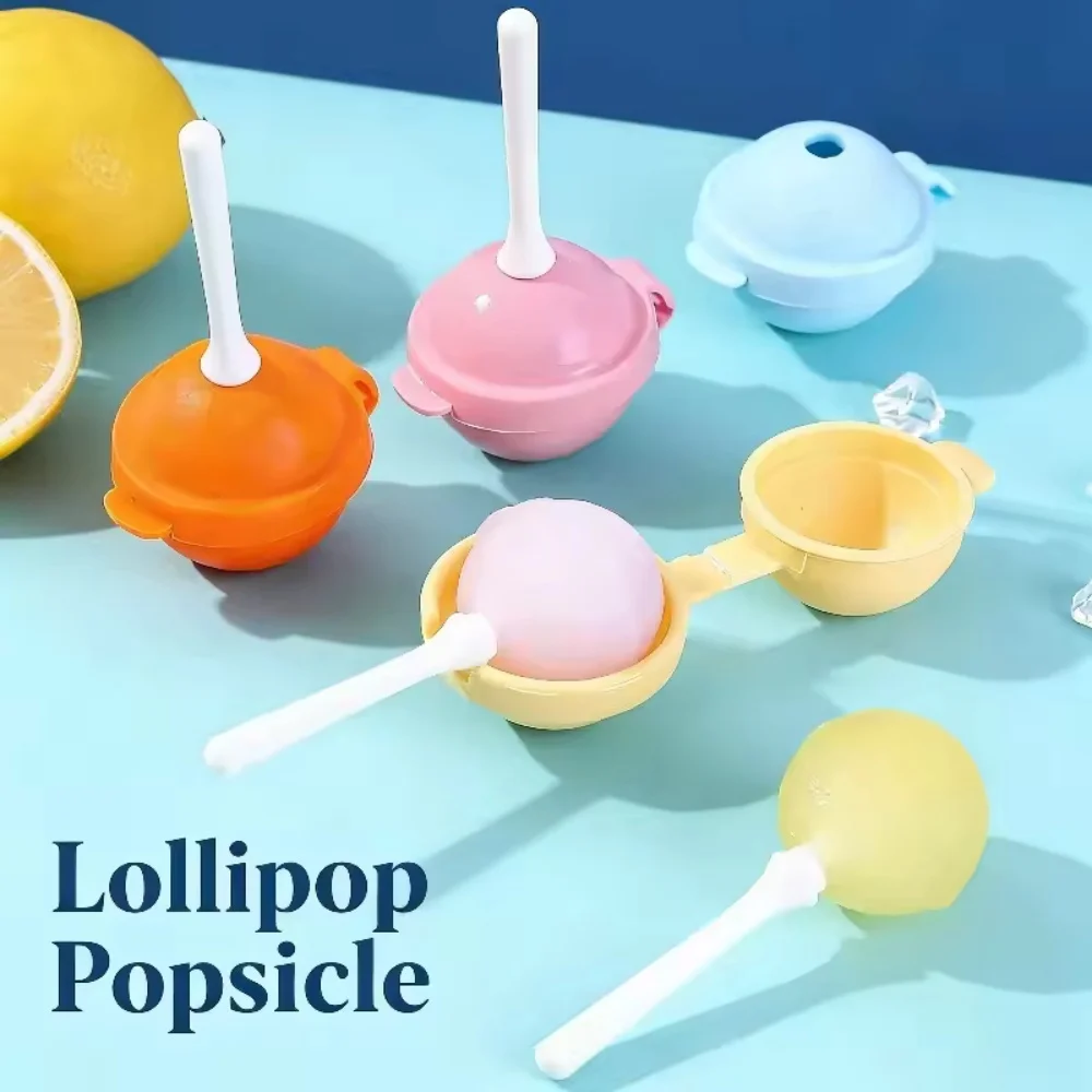 4 pieces of random-color silicone stick candy ice hockey demolding molds, reusable DIY ice cube/ice stick/ice cream making tools