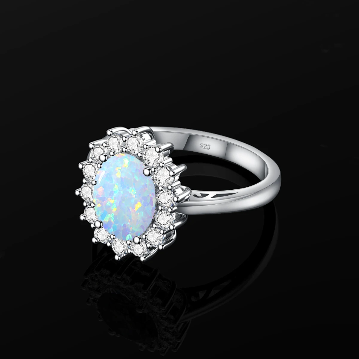 Classic Opal Rings 925 Silver Woman Princess Diana Engagement Wedding Birthday Gift Ring Fine Jewelry