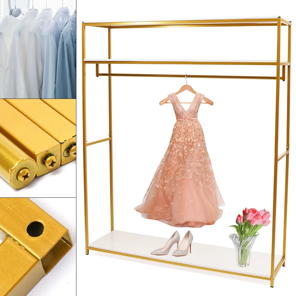 Wardrobe Clothes Storage Hanger Shelf Metal Closet Garment Rack Organizer New Portable Clothes Storage Rack Laundry Garment Rail