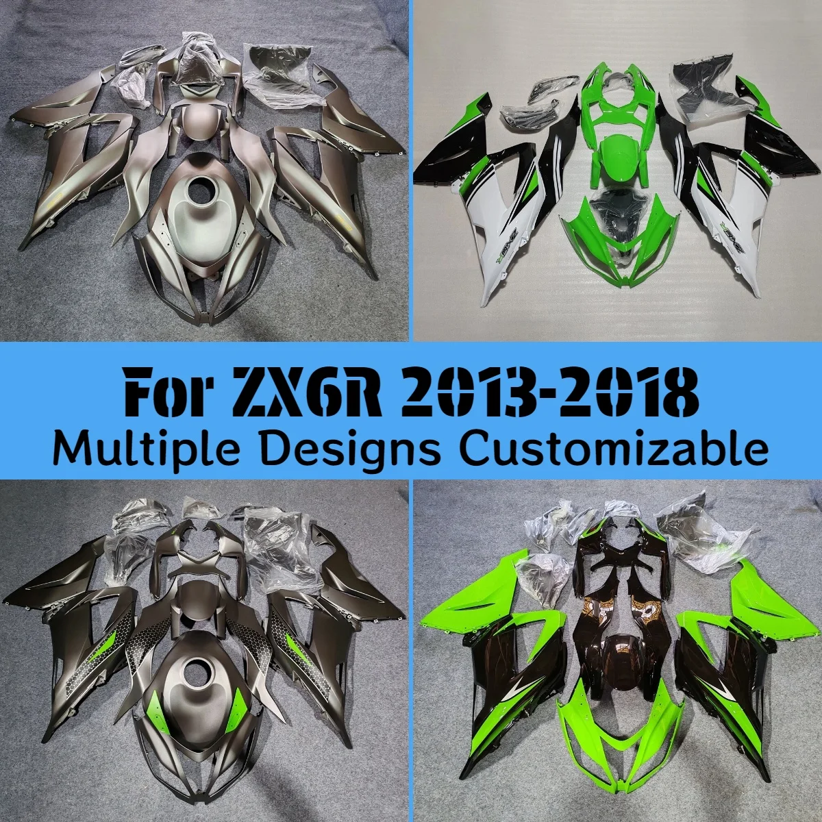 

ZX6R 2013-2018 комплект обтекателей для мотоцикла Kawasaki ZX 6R 13-18, полный обтекатель, комплект кузова, набор из АБС-пластика