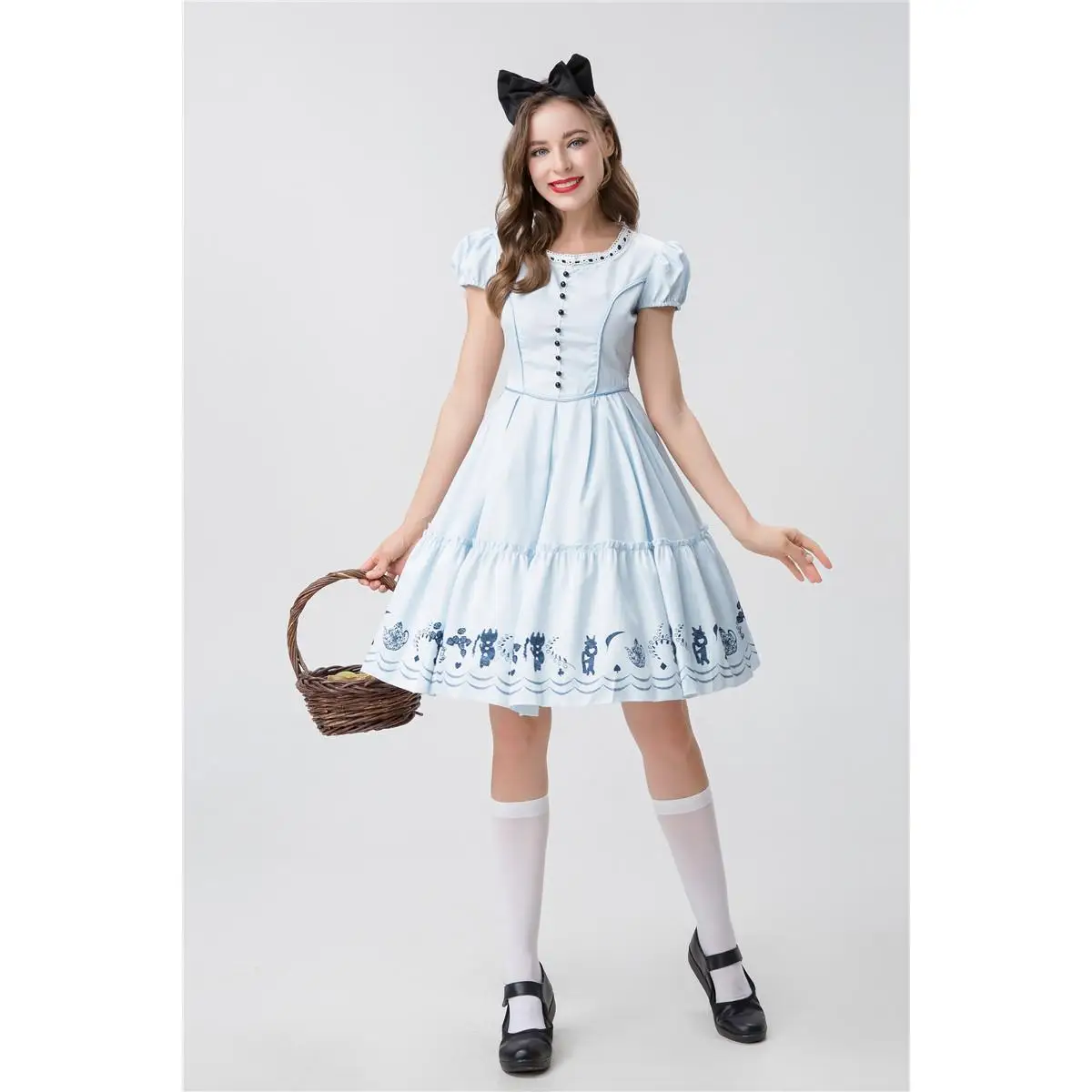 زي تنكري جديد لهالوين على طراز الأميرة أليس في بلاد العجائب، تنورة أميرة ناعمة للفتيات، ملابس أداء للأنيمي