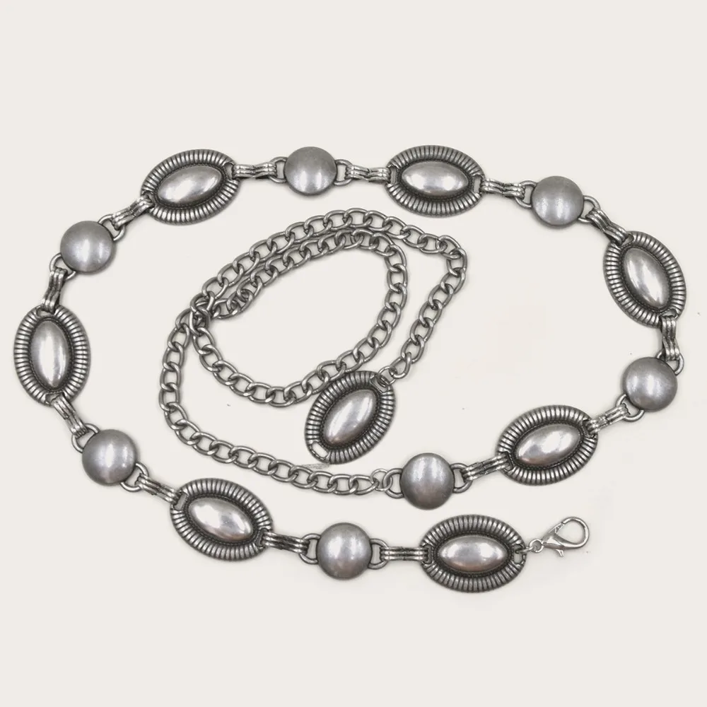 

Versatile Women's Waist Chain Adjustable Retro Metal Chain Belt Gold/Silver Cowgirl Western Country Chain Belt