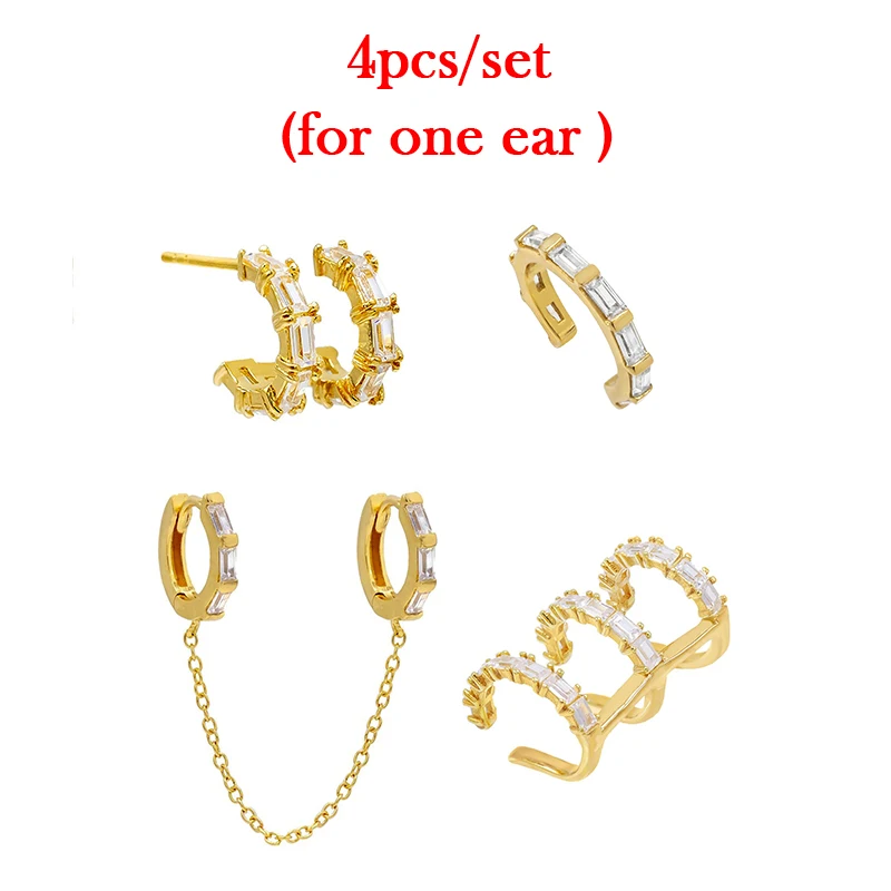 Crmya Gold Silber gefüllt Ohr stecker Clip Ohrringe Set für Frauen cz Zirkon Kette Quaste Ohr manschette Ohrringe Schmuck Großhandel