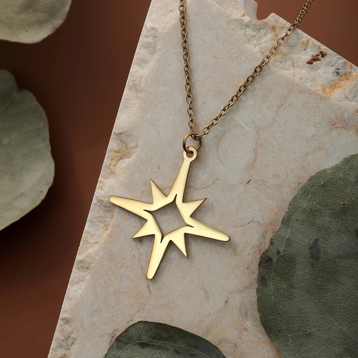 Minimalist Octagram Necklaces for Women Stainless Steel Art Line Star Pendant Chains Clavicle Choker Female Jewelry Gifts