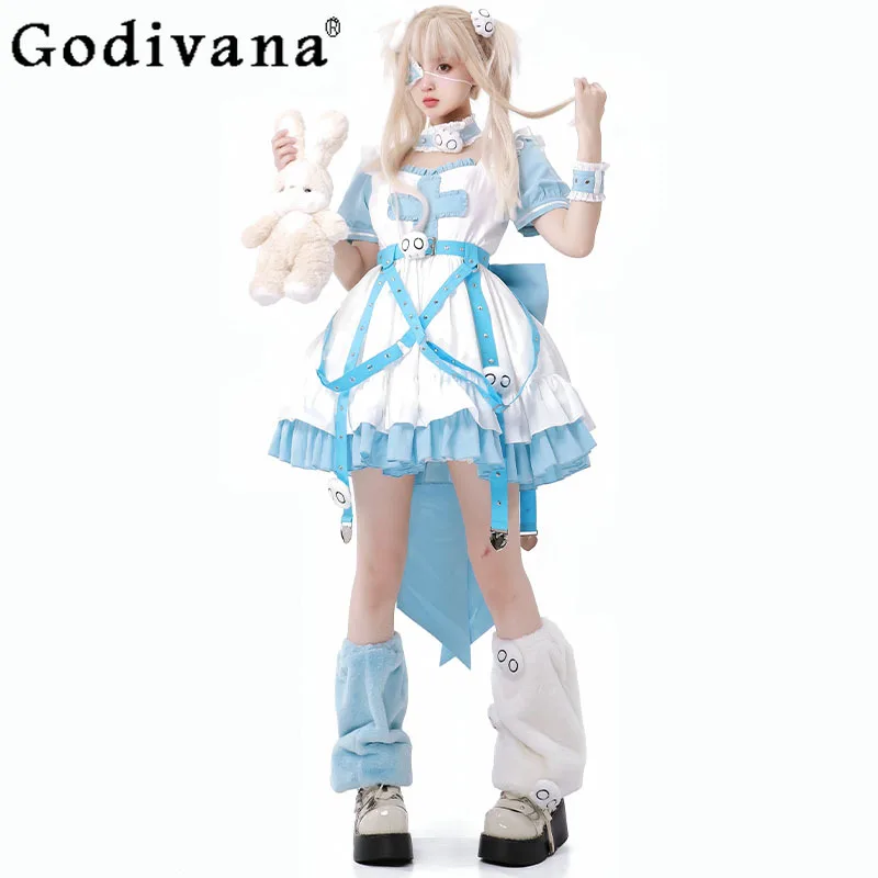 

Vanilla Game Cosplay Maid Dress Cute Blue Dress for Women Outfits Costumes Girls Summer Halloween Party Role Play Dress