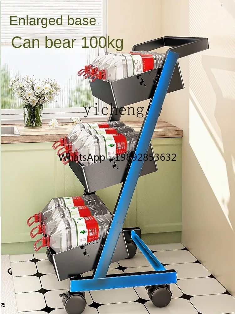 ZZ Kitchen Basket Storage Rack Floor Multi-Layer Draining Fruit and Vegetable Trolley