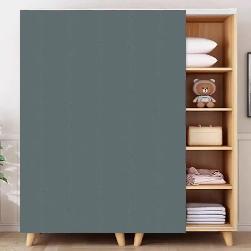 VIKAMA Dark Brown Vertical Stripe Self Adhesive Cabinet Curtain No Drill Wardrobe Cupboard Dust Cover Home Decor