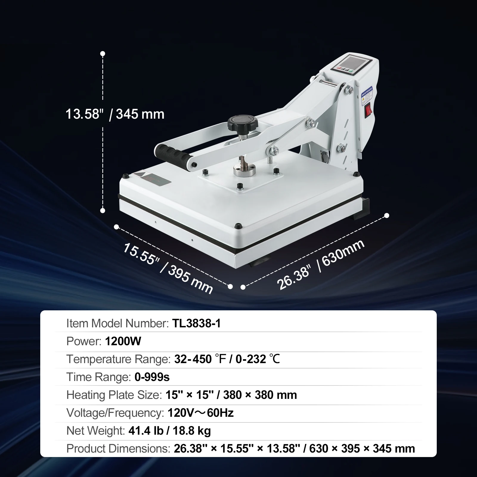 SucceBuy Warmtepersmachine 15" x 15" /16" x 20" /16" x 24" Sublimatieprinter Handmatige Clamshell Transfer op DIY T-shirt Kussen