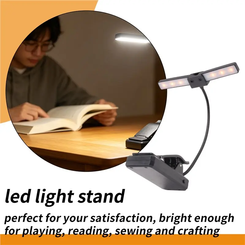 Double-Headed Rechargeable Portable Music Stand Light Lightweight Eye Care Book Light-A27R