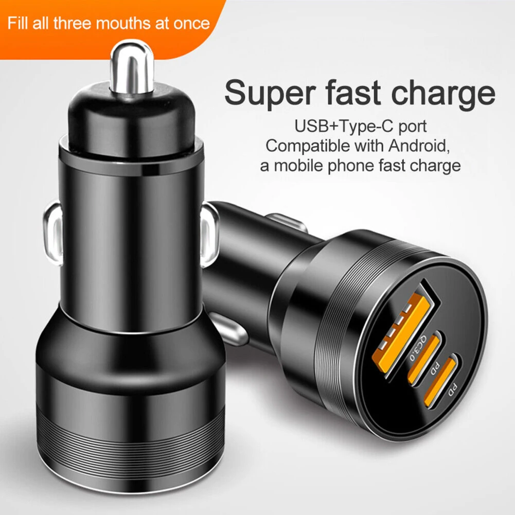 78W PD USB C Car Charger Dual PD QC3.0 Fast Power Charging Block Cigarette Lighter Socket Splitter Power Adapter