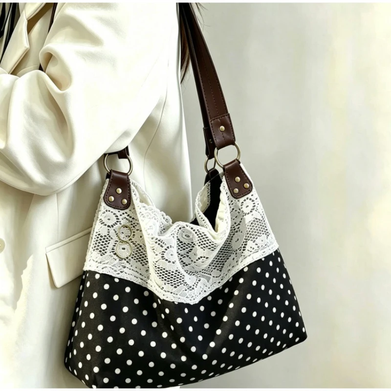 Böhmische Umhängetasche, Mori Girl Fairycore Damen Ditsy Floral Patchwork Handtasche mit Spitzenbesatz, Vintage Reise-Pendler-Einkaufstasche – Detail 27
