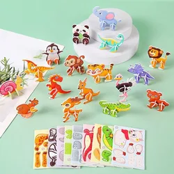 10pcs Cartoon Panda Assembly Model 3D Three-dimensional Paper Animal Puzzle Children's Toys DIY Educational Toy Gift for Kids