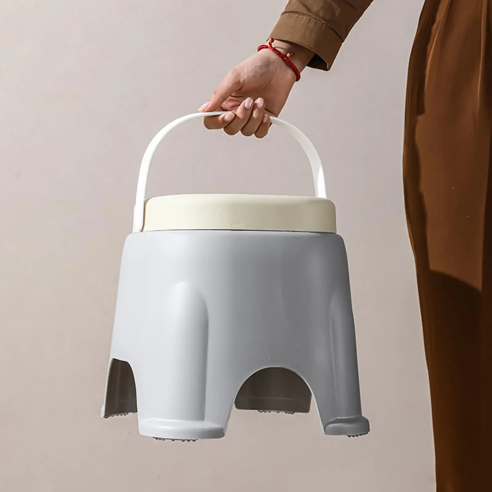 Foot Rest Shower Stool with Handle Easy to Clean Stable Non Slip Portable Short