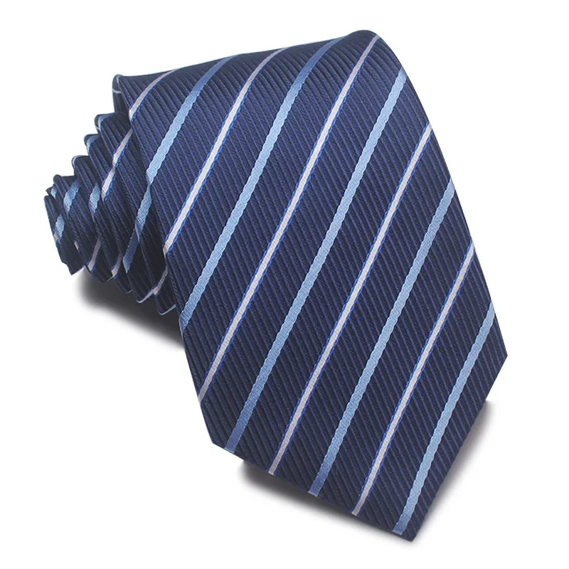 8CM polyester jacquard striped tie wholesale 7cm men\'s business tie casual red black blue