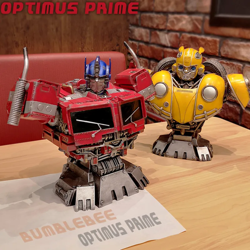 Bumblebee Battle Damage, Optimus Prime Megatron, modelo periférico, adornos favoritos, estatua de resina Livery, juguetes, 25cm