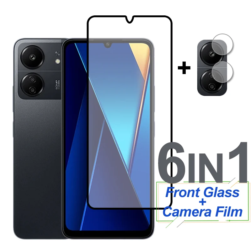 

For Xiaomi Poco C65 Glass Screen Protector Full Cover Tempered Glass Protective Phone Camera Lens Film On For Xiaomi Poco C65