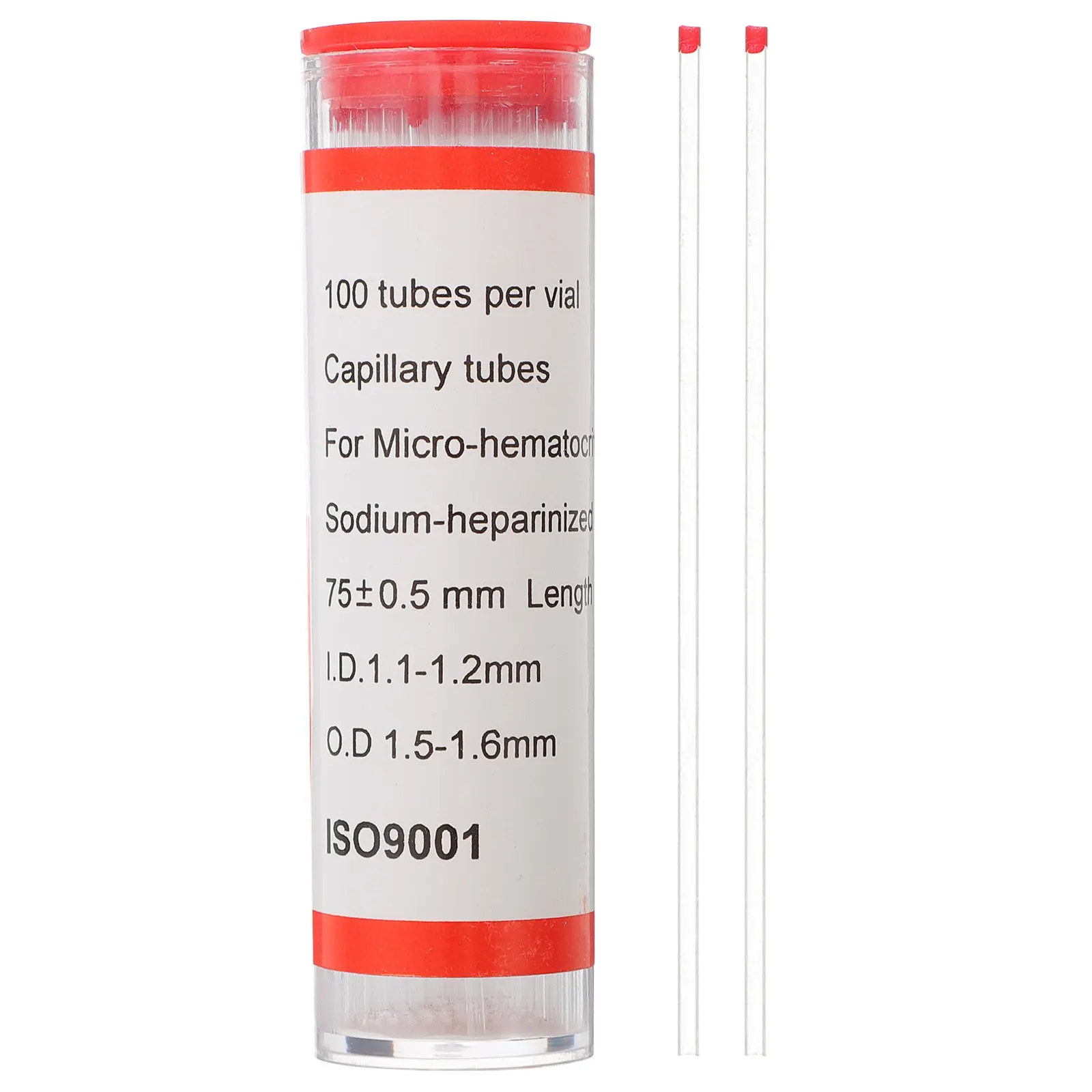 

75Mm Sterile Coated Capillary Tubes Borosilicate Glass for Blood Collection Hematocrit Analysis Melting Tube Lab