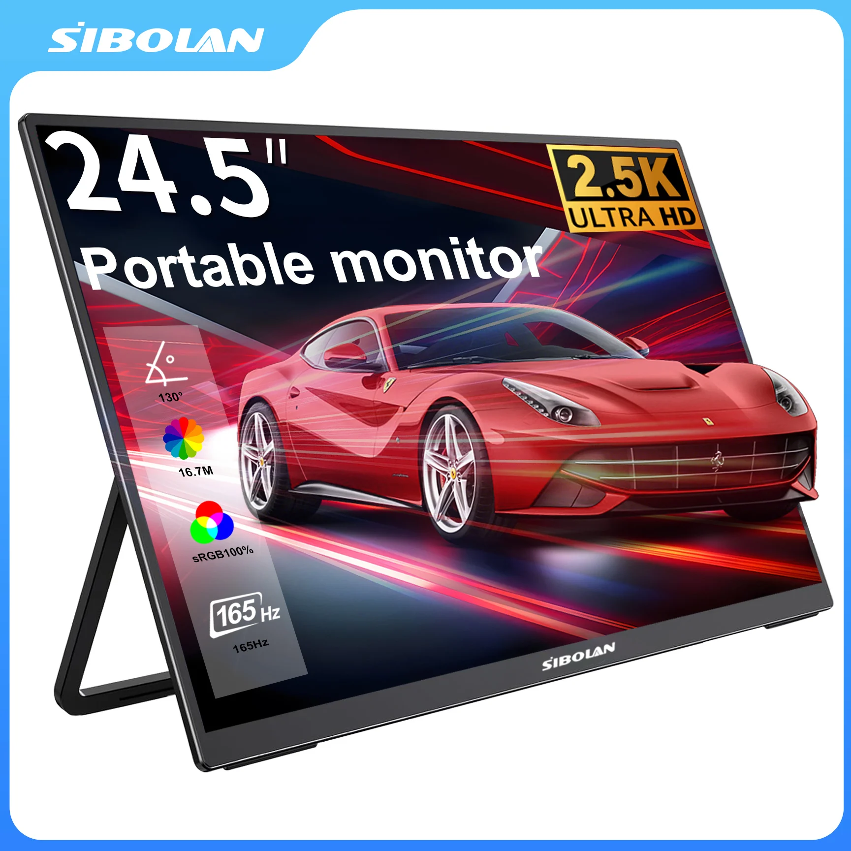 

SIBOLAN 24.5 inch 165HZ Portable Gaming Monitor 2.5K 100sRGB IPS Large Screen with HDMI USB C Port for Laptop Desktop Mini PC