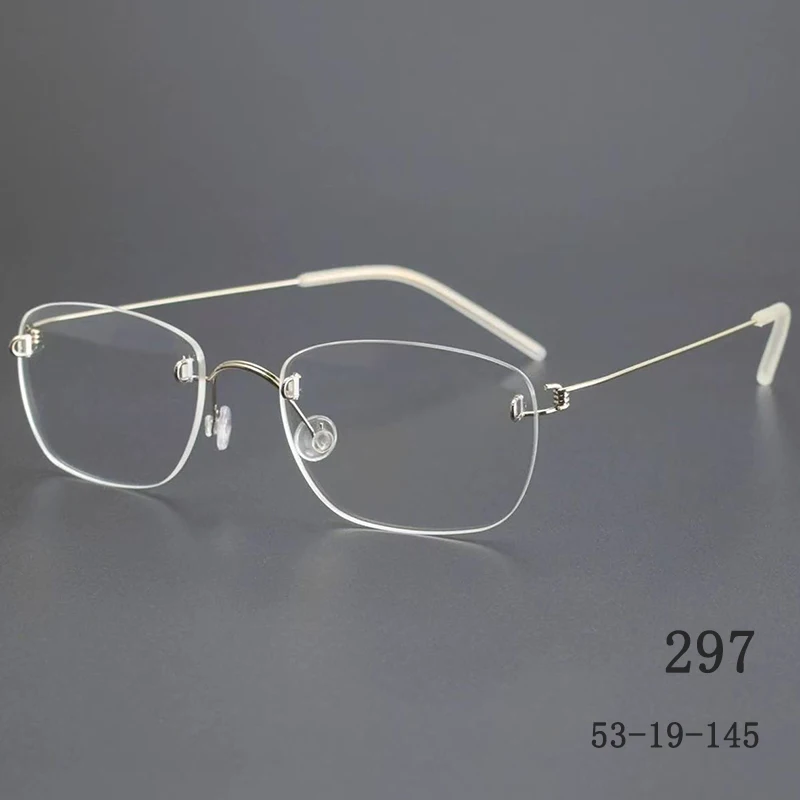 

Датский бренд 297, квадратная оправа для очков без оправы, сверхлегкая безвинтовая оправа для очков с титановой оправой, женская и мужская оправа для очков