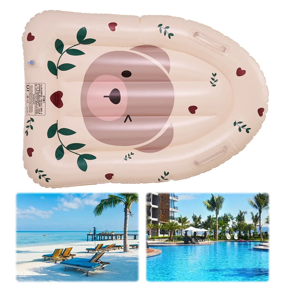 Inflatable Surfboard Floating Surfboard Animal Print Floating Pool Float with Handles Water Amusement Equipment for Summer Fun