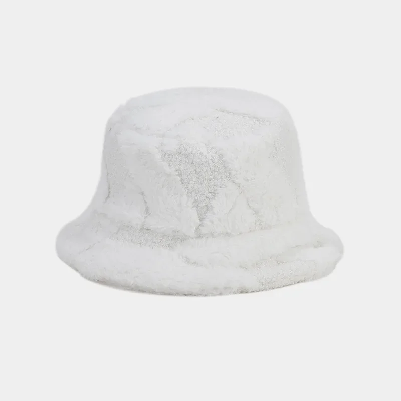 2023 Solid Color Print Winter Bucket Hats Keep Warm Thick Fur Fluffy Women Men Winter Outdoor Windproof Female Fisherman Cap