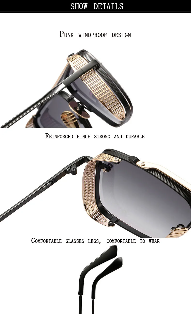 Metall Punk Sonnenbrille Für Männer Vintage Quadratische Mode Gläser 2024 Urlaub Sonnenbrille Frauen Trendy Gafas De Sol Hombre Zonnebril – Detail 23